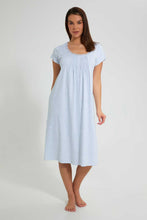 تنزيل الصورة على معرض الصور، Redtag-Pink/White-Stripe-Floral-Printed-Nightgown-Nightgowns-Women's-
