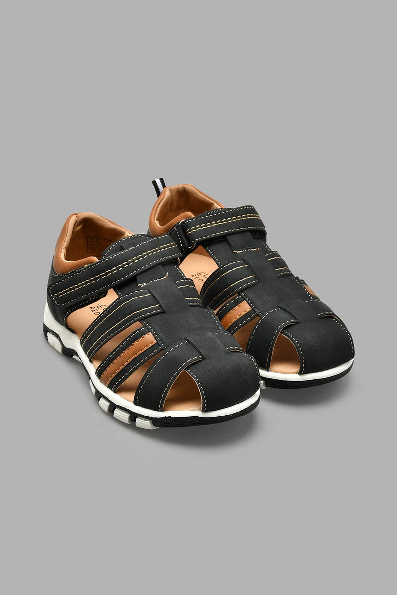 Redtag-Black-Fisherman-Sandal-BSR-Casual-Sandals,-Colour:Black,-Filter:Boys-Footwear-(5-to-14-Yrs),-New-In,-New-In-BSR-FOO,-Non-Sale,-S22A,-Section:Kidswear-Senior-Boys-5 to 14 Years