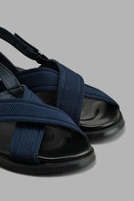 Load image into Gallery viewer, Redtag-Navy-Criss-Cross-Comfort-Sandal-BSR-Casual-Sandals,-Colour:Navy,-Filter:Boys-Footwear-(5-to-14-Yrs),-New-In,-New-In-BSR-FOO,-Non-Sale,-S22A,-Section:Kidswear-Senior-Boys-5 to 14 Years
