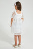 Redtag-White-Textured-Dress-Colour:White,-Filter:Girls-(2-to-8-Yrs),-Girls-Dresses,-New-In,-New-In-GIR,-Non-Sale,-S22B,-Section:Kidswear-Girls-2 to 8 Years