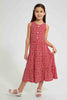 Redtag-Red-Printed-Dress-Dresses-Girls-2 to 8 Years