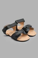 Load image into Gallery viewer, Redtag-Black-Double-Velcro-Strap-Sandal-Sandals-Infant-Boys-1 to 3 Years
