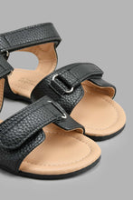 Load image into Gallery viewer, Redtag-Black-Double-Velcro-Strap-Sandal-Sandals-Infant-Boys-1 to 3 Years
