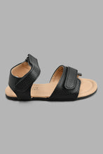 Load image into Gallery viewer, Redtag-Black-Double-Velcro-Strap-Sandal-Sandals-Infant-Boys-1 to 3 Years
