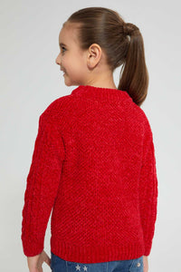 Redtag-Red-Drop-Shoulder-Pullover-Pullovers-Girls-2 to 8 Years