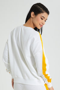 Redtag-White-Sweatshirt-With-Side-Tape-Colour:White,-Filter:Women's-Clothing,-New-In,-New-In-Women,-Non-Sale,-S22B,-Section:Women,-Women-Sweatshirts-Women's-