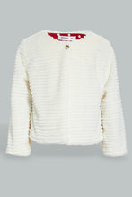 Load image into Gallery viewer, Redtag-Cream-Fur-Crew-Neck-Jacket-Jackets-Girls-2 to 8 Years
