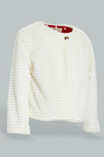 Load image into Gallery viewer, Redtag-Cream-Fur-Crew-Neck-Jacket-Jackets-Girls-2 to 8 Years
