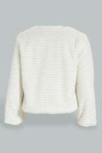 Load image into Gallery viewer, Redtag-Cream-Fur-Crew-Neck-Jacket-Jackets-Girls-2 to 8 Years
