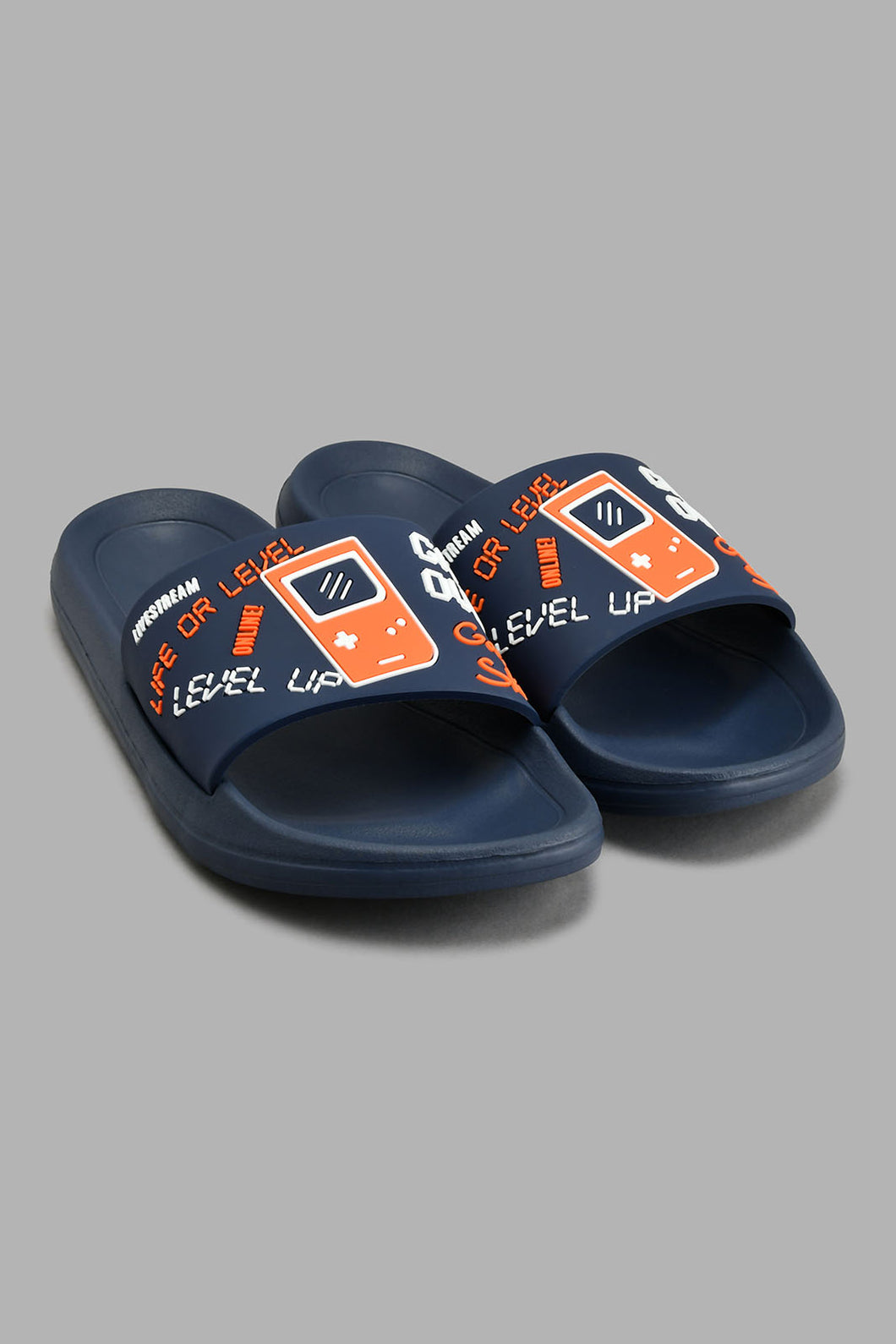 Redtag-Navy-Gamepad-Slide-BSR-Flip-Flops,-Colour:Navy,-Filter:Boys-Footwear-(5-to-14-Yrs),-New-In,-New-In-BSR-FOO,-Non-Sale,-S22A,-Section:Kidswear-Senior-Boys-5 to 14 Years