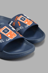 Redtag-Navy-Gamepad-Slide-BSR-Flip-Flops,-Colour:Navy,-Filter:Boys-Footwear-(5-to-14-Yrs),-New-In,-New-In-BSR-FOO,-Non-Sale,-S22A,-Section:Kidswear-Senior-Boys-5 to 14 Years