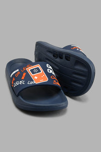 Redtag-Navy-Gamepad-Slide-BSR-Flip-Flops,-Colour:Navy,-Filter:Boys-Footwear-(5-to-14-Yrs),-New-In,-New-In-BSR-FOO,-Non-Sale,-S22A,-Section:Kidswear-Senior-Boys-5 to 14 Years