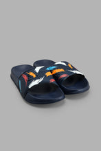 Load image into Gallery viewer, Redtag-Navy-Splash-Print-Slide-BSR-Flip-Flops,-Colour:Navy,-Filter:Boys-Footwear-(5-to-14-Yrs),-New-In,-New-In-BSR-FOO,-Non-Sale,-S22A,-Section:Kidswear-Senior-Boys-5 to 14 Years
