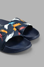 Load image into Gallery viewer, Redtag-Navy-Splash-Print-Slide-BSR-Flip-Flops,-Colour:Navy,-Filter:Boys-Footwear-(5-to-14-Yrs),-New-In,-New-In-BSR-FOO,-Non-Sale,-S22A,-Section:Kidswear-Senior-Boys-5 to 14 Years
