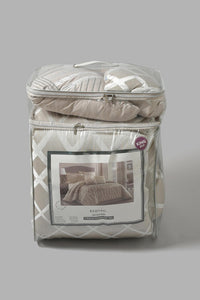 Redtag-Beige/Grey-Jacquard-7-Piece-Comforter-Set-
(King-Size)-Comforters-Home-Bedroom-