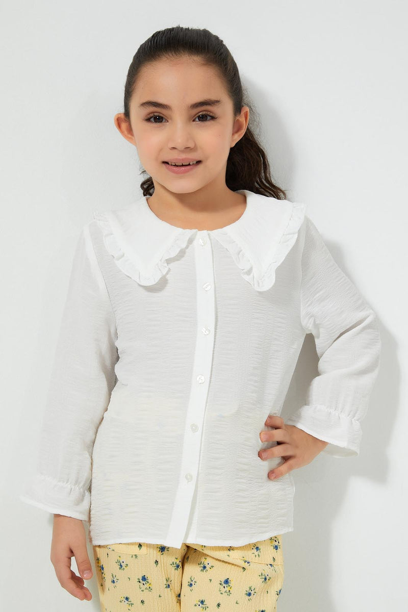 Redtag-White-Textured-Blouse-Colour:White,-Filter:Girls-(2-to-8-Yrs),-Girls-Blouses,-New-In,-New-In-GIR,-Non-Sale,-S22A,-Section:Kidswear-Girls-2 to 8 Years