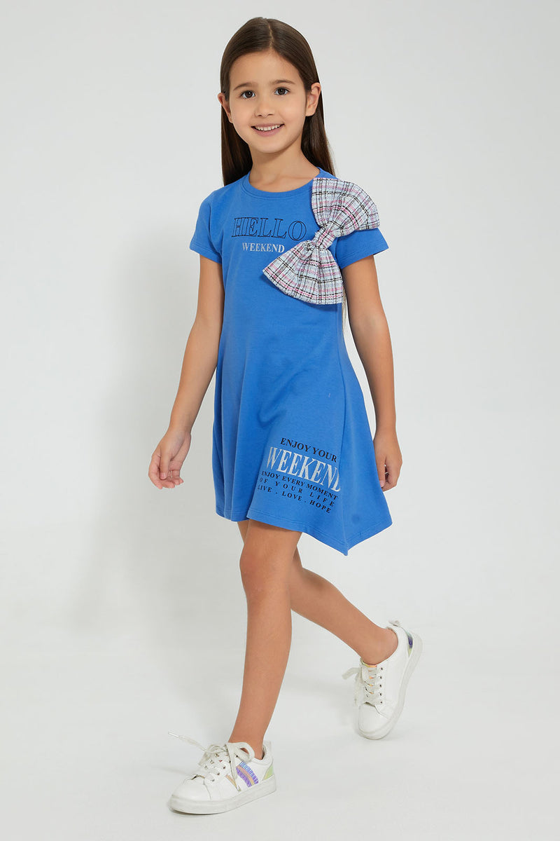 Redtag-Assorted-3D-Bow-Dress-Dresses-Girls-2 to 8 Years
