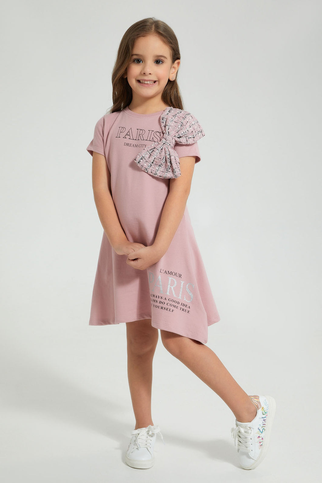 Redtag-Assorted-3D-Bow-Dress-Colour:Assorted,-Filter:Girls-(2-to-8-Yrs),-Girls-Dresses,-New-In,-New-In-GIR,-Non-Sale,-S22A,-Section:Kidswear-Girls-2 to 8 Years
