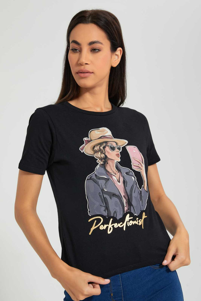 Redtag-White-Graphic-Print-T-Shirt-Active-Tees-Women's-