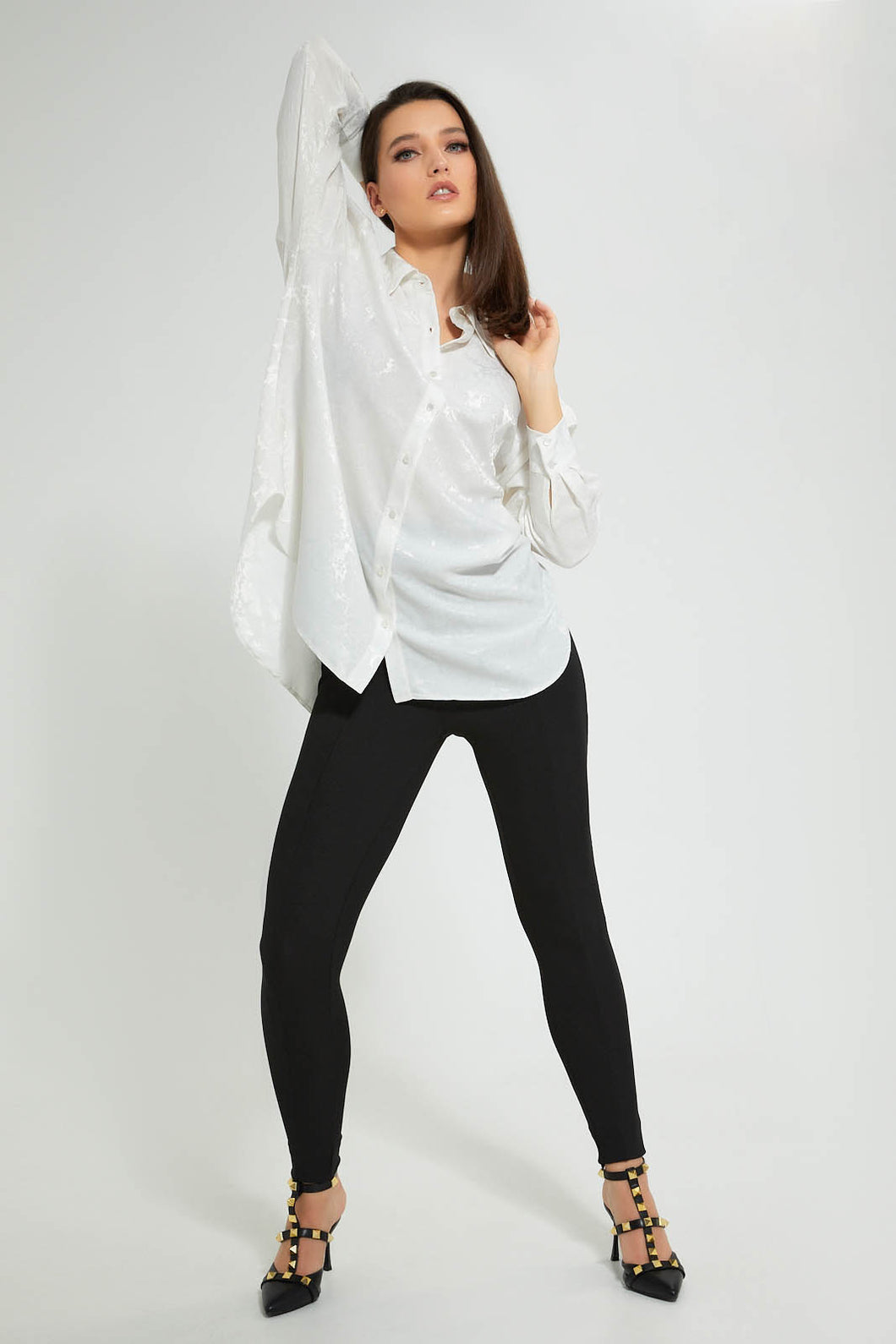 Redtag-White-Jacquard-Tunic-Blouses-Women's-