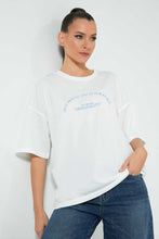 Load image into Gallery viewer, Redtag-White-Oversized-T-Shirt-Cropped-Tops-Women&#39;s-
