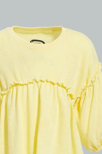 Redtag-Yellow-Long--Solid-Sleeve-Jersey-Top-Blouses-Infant-Girls-3 to 24 Months