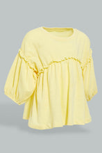 Load image into Gallery viewer, Redtag-Yellow-Long--Solid-Sleeve-Jersey-Top-Blouses-Infant-Girls-3 to 24 Months
