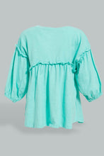 Load image into Gallery viewer, Redtag-Mint-Long-Sleeve--Printed-Jersey-Top-Colour:Mint,-Filter:Infant-Girls-(3-to-24-Mths),-Infant-Girls-Blouses,-New-In,-New-In-ING,-Non-Sale,-S22A,-Section:Kidswear,-TBL-Infant-Girls-3 to 24 Months
