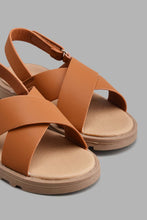 Load image into Gallery viewer, Redtag-Brown-Criss-Cross-Comfort-Sandal-Sandals-Boys-3 to 5 Years
