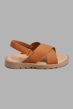 Load image into Gallery viewer, Redtag-Brown-Criss-Cross-Comfort-Sandal-Sandals-Boys-3 to 5 Years
