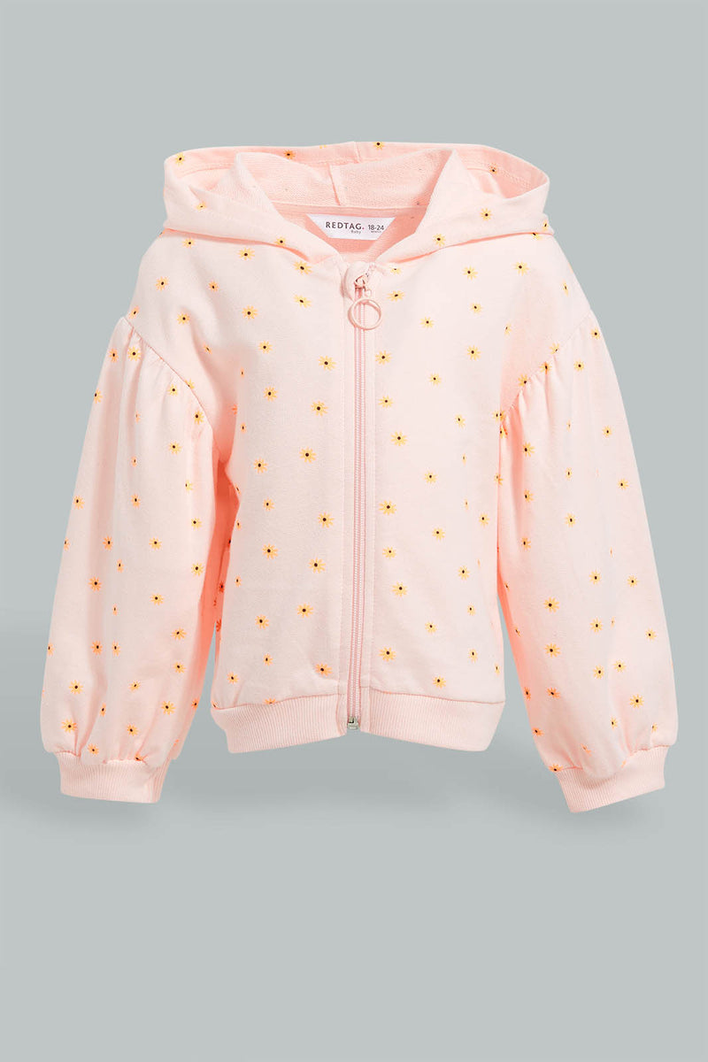 Redtag-Pink-Hooded-Sweat-Top-Sweatshirts-Infant-Girls-3 to 24 Months