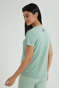 Redtag-Mint-Placement-Print-Active-T-Shirt-Colour:Mint,-Filter:Women's-Clothing,-New-In,-New-In-Women,-Non-Sale,-S22B,-Section:Women,-Women-T-Shirts-Women's-