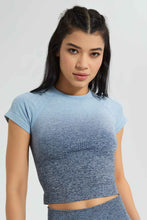 Load image into Gallery viewer, Redtag-Blue-Seamless-Short-Sleeves-T-Shirt-Colour:Blue,-Filter:Women&#39;s-Clothing,-New-In,-New-In-Women,-Non-Sale,-S22B,-Section:Women,-Women-T-Shirts-Women&#39;s-
