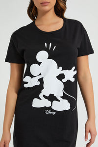 Redtag-Black-Mickey-Printed-NighT-Shirt-Nightshirts-Women's-