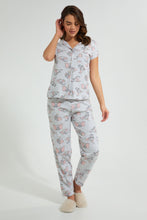 Load image into Gallery viewer, Redtag-Grey-Melange-Dumbo-Printed-Pyjama-Set-Pyjama-Sets-Women&#39;s-
