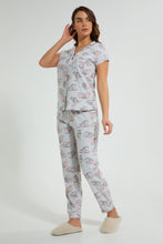Load image into Gallery viewer, Redtag-Grey-Melange-Dumbo-Printed-Pyjama-Set-Pyjama-Sets-Women&#39;s-
