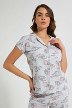 Load image into Gallery viewer, Redtag-Grey-Melange-Dumbo-Printed-Pyjama-Set-Pyjama-Sets-Women&#39;s-
