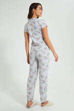 Load image into Gallery viewer, Redtag-Grey-Melange-Dumbo-Printed-Pyjama-Set-Pyjama-Sets-Women&#39;s-
