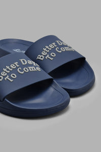 Redtag-Navy-Slogan-Embossed-Slide-Sliders-Men's-