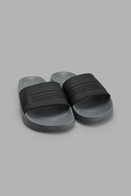 Load image into Gallery viewer, Redtag-Black-Velcro-Strap-Slide-Sliders-Men&#39;s-
