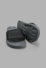 Load image into Gallery viewer, Redtag-Black-Velcro-Strap-Slide-Sliders-Men&#39;s-
