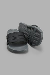 Redtag-Black-Velcro-Strap-Slide-Sliders-Men's-