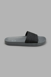 Redtag-Black-Velcro-Strap-Slide-Sliders-Men's-