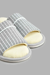 Redtag-Grey-Checkered-Slipper-Colour:Grey,-Filter:Men's-Footwear,-Men-Slippers,-New-In,-New-In-Men-FOO,-Non-Sale,-S22B,-Section:Men-Men's-