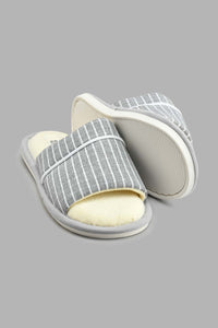 Redtag-Grey-Checkered-Slipper-Colour:Grey,-Filter:Men's-Footwear,-Men-Slippers,-New-In,-New-In-Men-FOO,-Non-Sale,-S22B,-Section:Men-Men's-