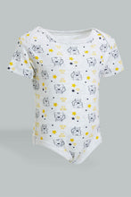 Load image into Gallery viewer, Redtag-Yellow-And-Grey--Animal-Print-2-Pack-Bodysuit-Colour:Yellow,-Filter:Baby-(0-to-12-Mths),-NBF-Bodysuits,-New-In,-New-In-NBF,-Non-Sale,-S22B,-Section:Kidswear-Baby-0 to 12 Months
