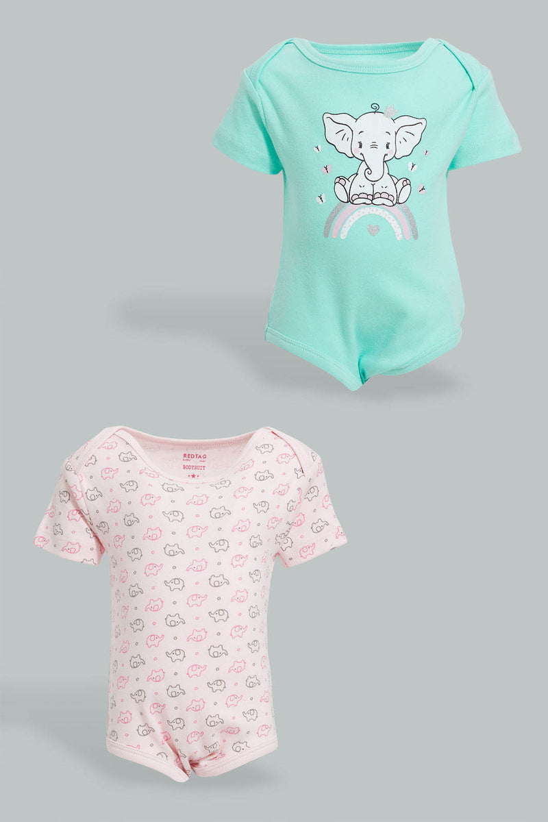 Redtag-Mint-And-Pink-Animal-Print-2-Pack-Bodysuit-Colour:Pink,-Filter:Baby-(0-to-12-Mths),-NBG-Bodysuits,-New-In,-New-In-NBG,-Non-Sale,-S22B,-Section:Kidswear-Baby-0 to 12 Months