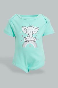 Redtag-Mint-And-Pink-Animal-Print-2-Pack-Bodysuit-Colour:Pink,-Filter:Baby-(0-to-12-Mths),-NBG-Bodysuits,-New-In,-New-In-NBG,-Non-Sale,-S22B,-Section:Kidswear-Baby-0 to 12 Months