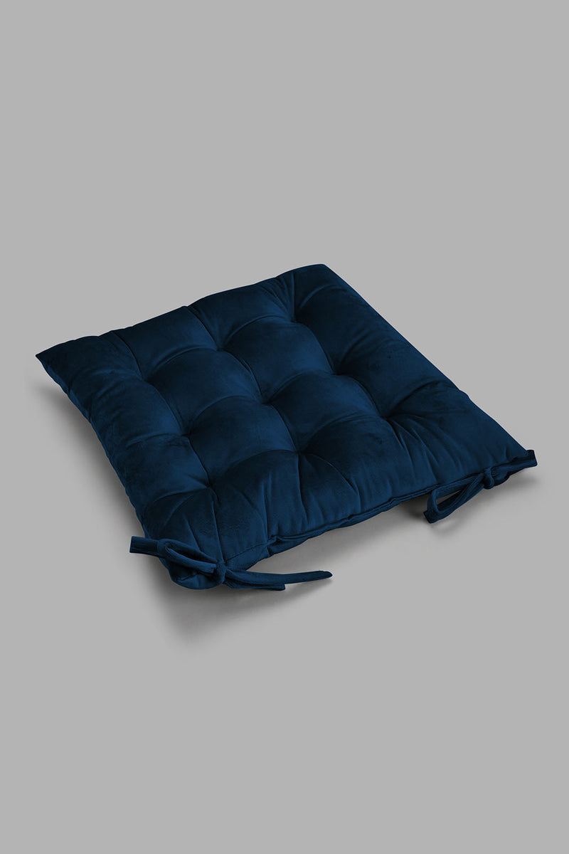 Redtag-Navy-Velvet-Chair-Pad-Chair-Pads-Home-Bedroom-