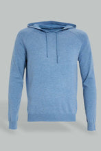 تنزيل الصورة على معرض الصور، Redtag-Blue-Cashmire-Like-Hoody-Sweater-Cardigans-Men&#39;s-
